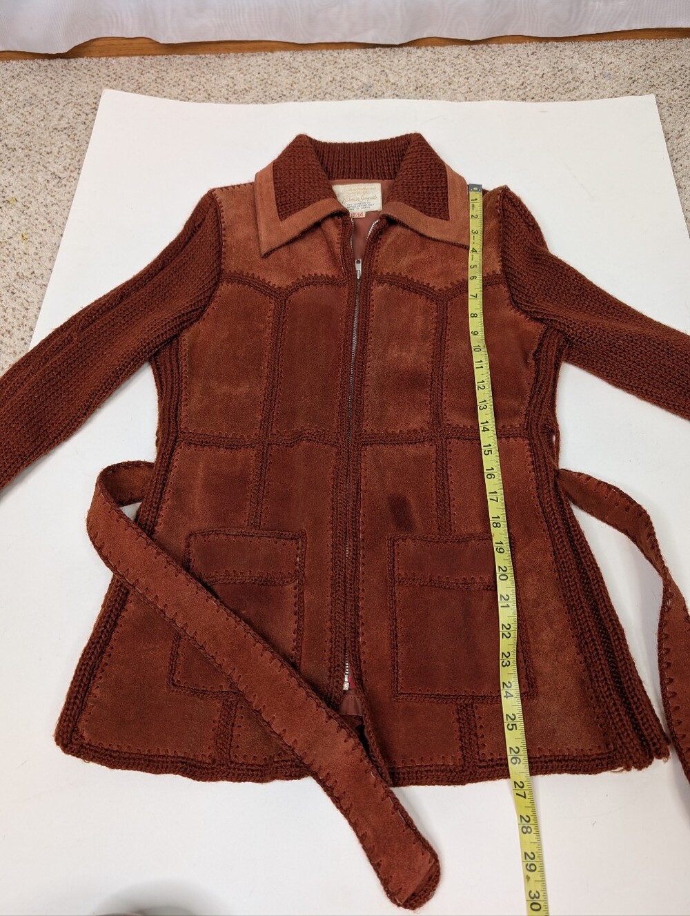 Exclusive Imports Vintage 1970s Leather Suede Knit Sweater Jacket - Size Medium - Picture 6 of 8